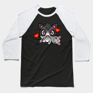 Lovestruck Cat Amanda with Dead Mouse Baseball T-Shirt